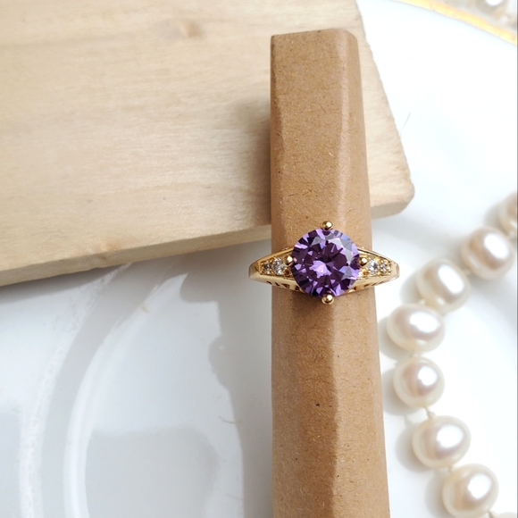 ๐ซ Stunning Amethyst Gold Ring size 6 - Picture 5 of 8